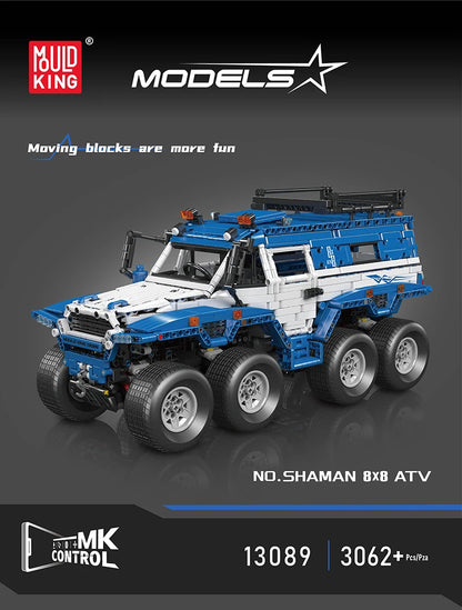 Mould King 13088 13089 Technical Car Toys The RC Avtoros Shaman 8x8 Building Block Assembly Car Brick Set Kids Christmas Gift.
