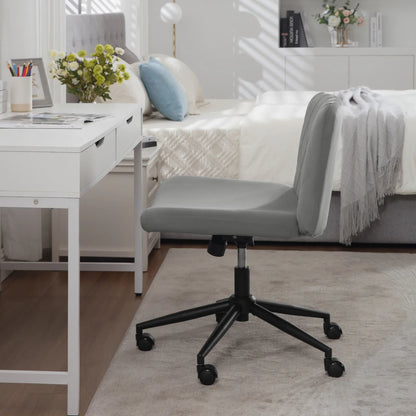 WOLTU Ergonomischer Bürostuhl aus Samt, drehbarer Rollenstuhl, Rückenlehne, gekreuzte Beine, neigbarer, höhenverstellbarer Schminkstuhl