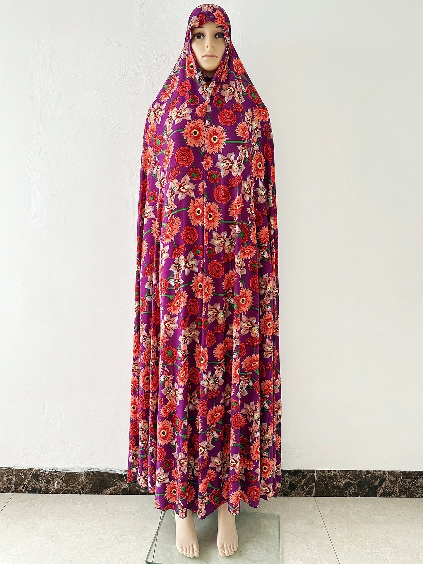 6XL  Muslim Womens Hooded Abaya African Sleeveless Prayer Garment Kaftan Dress With Hijab Floral Dubai Saudi Robe Ramadan