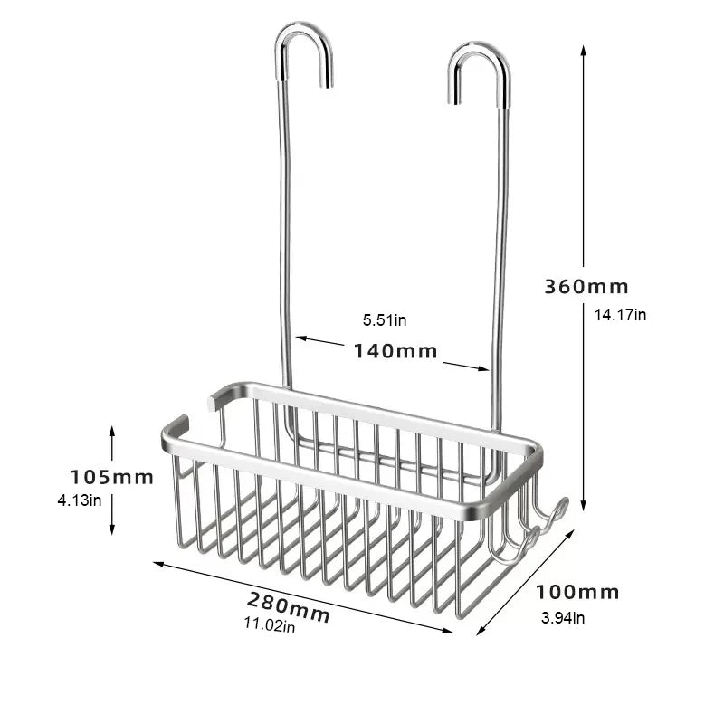 Kein Bohren, abnehmbares Regal, Aluminium-Badekorb, perforationsfreies Shampoo-Regal für Badezimmerregale zur Aufbewahrung von Dusch-Organizern