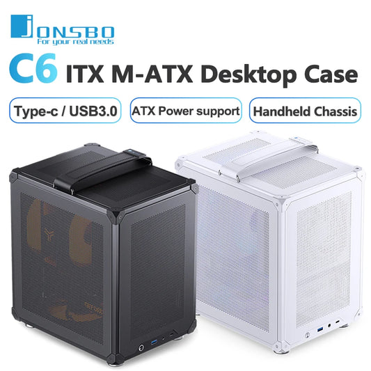 Jonsbo C6-ITX Handle Case MATX ITX MESH Boards Type-c ATX Power Supply Desktop Game Office Small Cooling Computer C6 Chassis.