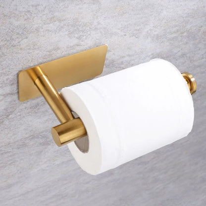 Selbstklebender Papierhalter aus Edelstahl, gebürstetes Gold, Schwarz, Weiß, Ständer für Küche, Badezimmer, Toilettenpapier, Handtuchrolle, Regal, Taschentuch zum Aufhängen