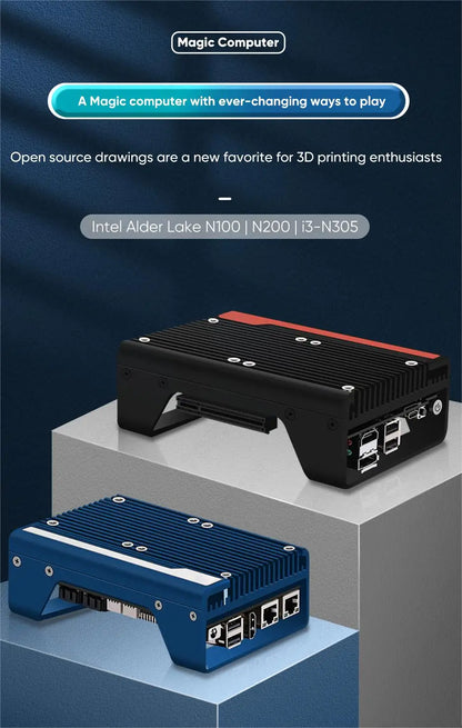 2024 Magic Multi-function Drawing /3D Printing/DIY/Soft Router Mini Pc 12th Gen Intel i3 N305 N100 Four Display 2*HDMI DP Type-C.