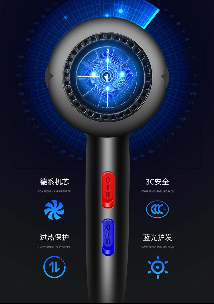 With 5 Gifts Hair Dryer 1800W Powerful Hair Dryer Fast Heating Hot And Cold Adjustment Air Blow Dryer with Air Collecting.