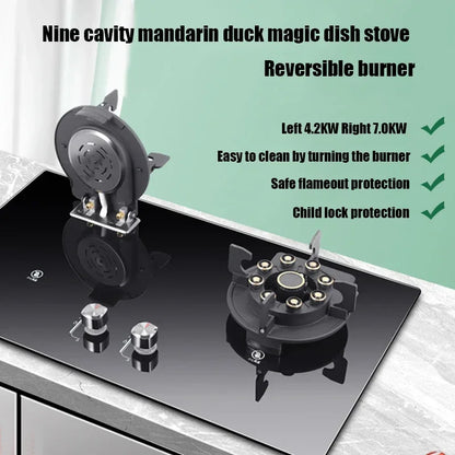 419H Embedded Stainless Steel Gas Stove/  4.8Kw High Firepower Household Stove/Reversible Double Stove Magic Dish Stove.