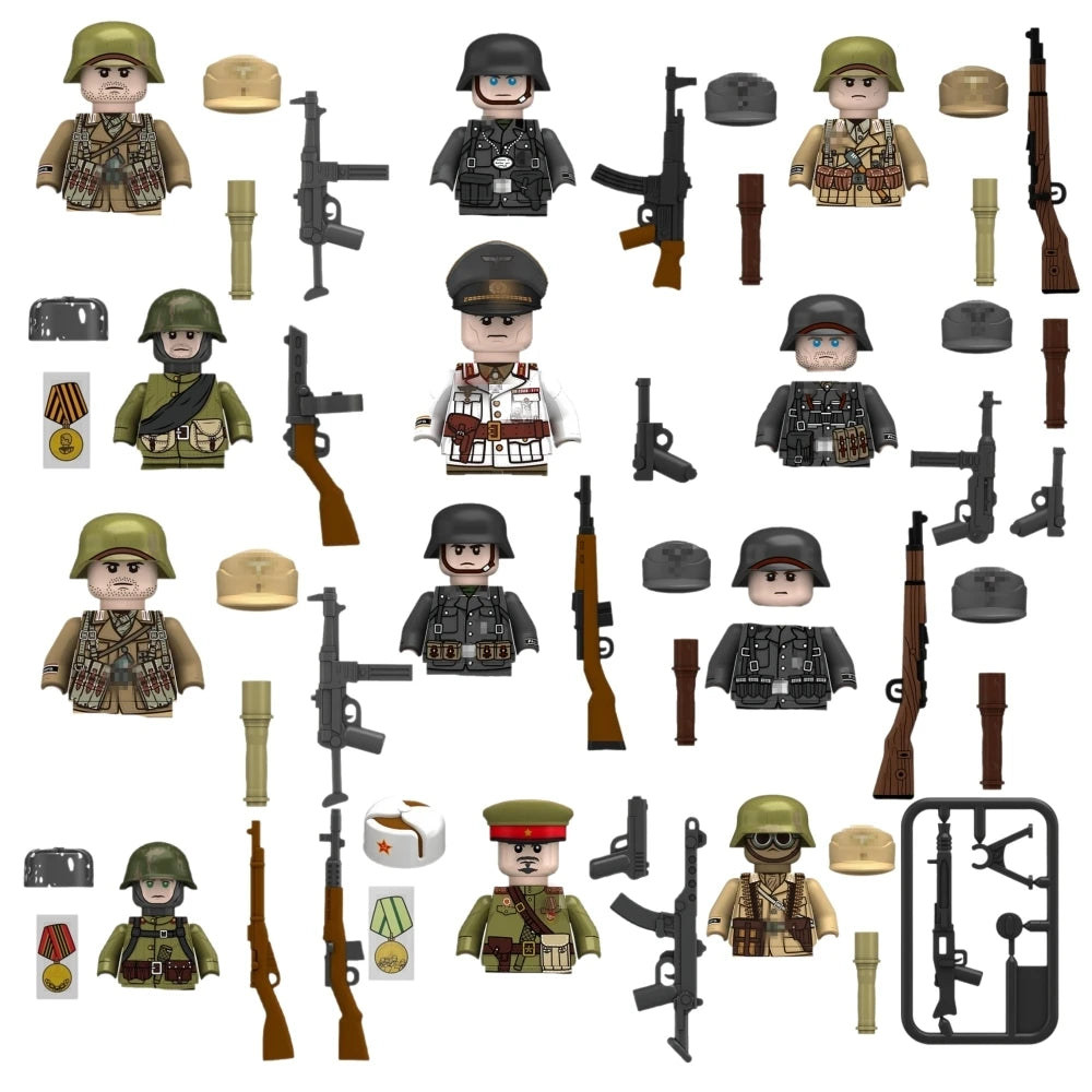 Military affairs Private Soviet Infantry Afrika Korps Building Blocks Model Bricks mini Action toy Figures Toy gift for children.