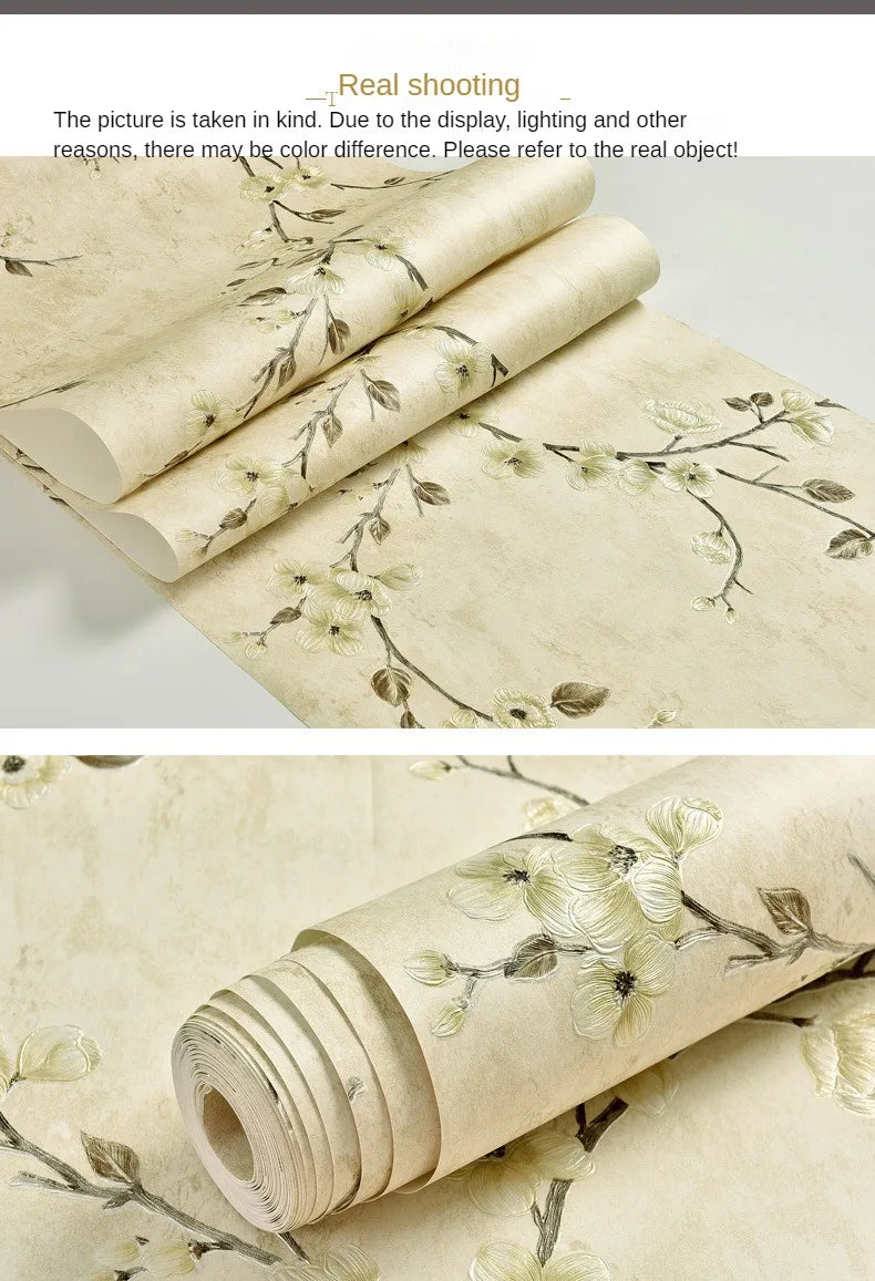 Blumentapete, selbstklebend, warm, für Mädchen, Schlafzimmer, 3D-Verdickung, Wanddekoration, Aufkleber, Wohnzimmer, Restaurant, Sofa, Hintergrund