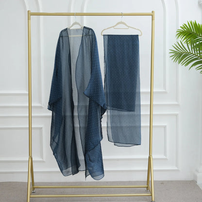 Middle Eastern Islamic Three-Piece Clothing for Women Ramadan Muslim Modest Abaya Dress with Hijab 2025 New Turkey Kaftan Robe