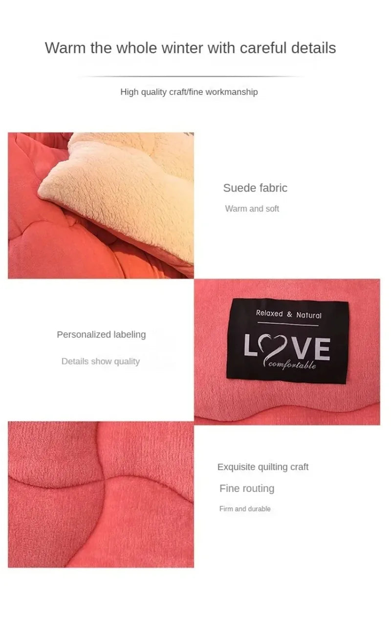 Lamb Velvet Winter Quilt Machine Washable Soft and Warm Blanket Spring and Autumn Quilt Super Warm Bedding Queen Comforter 겨울 이불.