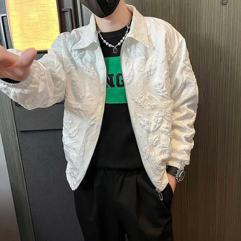 Man Coat Spring Autumn Black Jacket for Men Printed Zip V Clothing Fashion 2024 High Quality Cold Stylish Casual Luxury Designer.