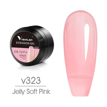 Venalisa Camouflage Nail Gel 15ml Soak Off UV LED Nail Polish Builder Construction Extend Semi Transparent  Jelly Poly Nail Gel.
