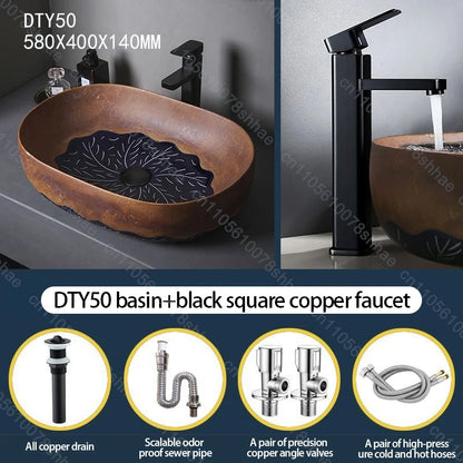 Vintage-Keramik-Waschbecken, ovales Badezimmer, künstlerisches Waschbecken über der Theke, Waschbecken für Badezimmer, Waschtisch, Aufsatzwaschbecken