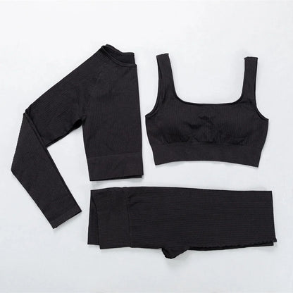 Women's Three-Piece Sportswear Set Yoga Fitness Leisure Sports Bra Pants Set Comfortable Breathable Gym Workout Outfit