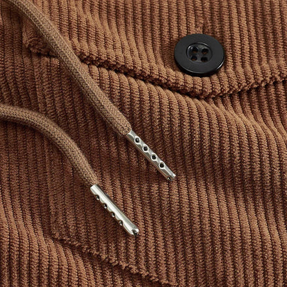 Men's Corduroy Jacket Stand-up Collar Slim Fit Retro Multi-pocket Workwear Commuter Coat for Spring And Autumn