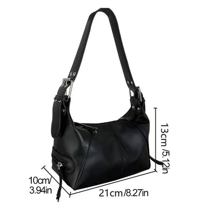 Y2K Style Shoulder Bag For Women Trendy Motorcycle Handbag Minimalist Shoulder Purse For Girls Street Wear.