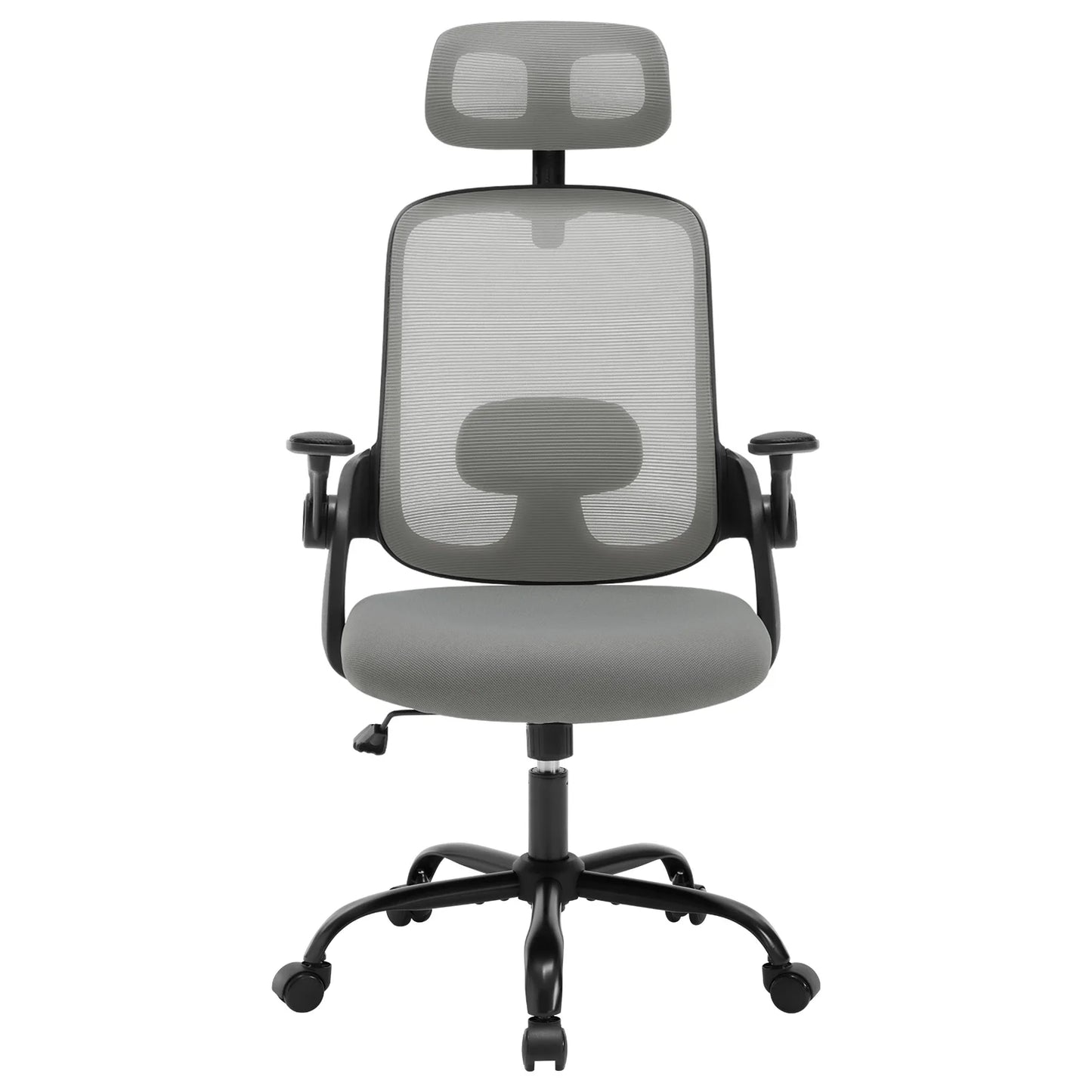Ergonomischer Büro-Computer-PC-Schreibtischstuhl, drehbarer Netzstuhl mit Rollen, verstellbare Kopfstütze, Lordosenstütze, Heimarbeitsstuhl
