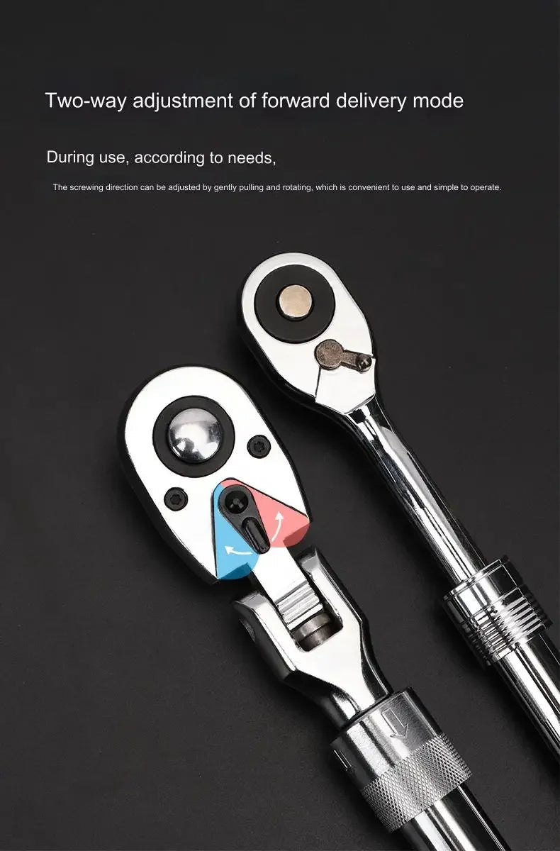 1/4 1/2 3/8 72-Zahn-Ratschenschlüssel aus Kohlenstoffstahl, automatischer Schnellspannschlüssel, multifunktionales Handwerkzeug