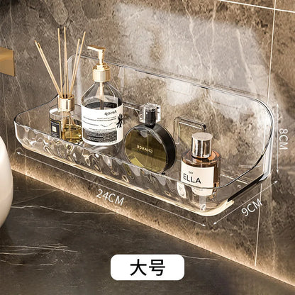 Kein Bohren, Acryl-Badezimmerregal, Wandmontage, Dusch-Organizer für Shampoo, Kosmetik, platzsparendes WC-Aufbewahrungsregal, Eckregal