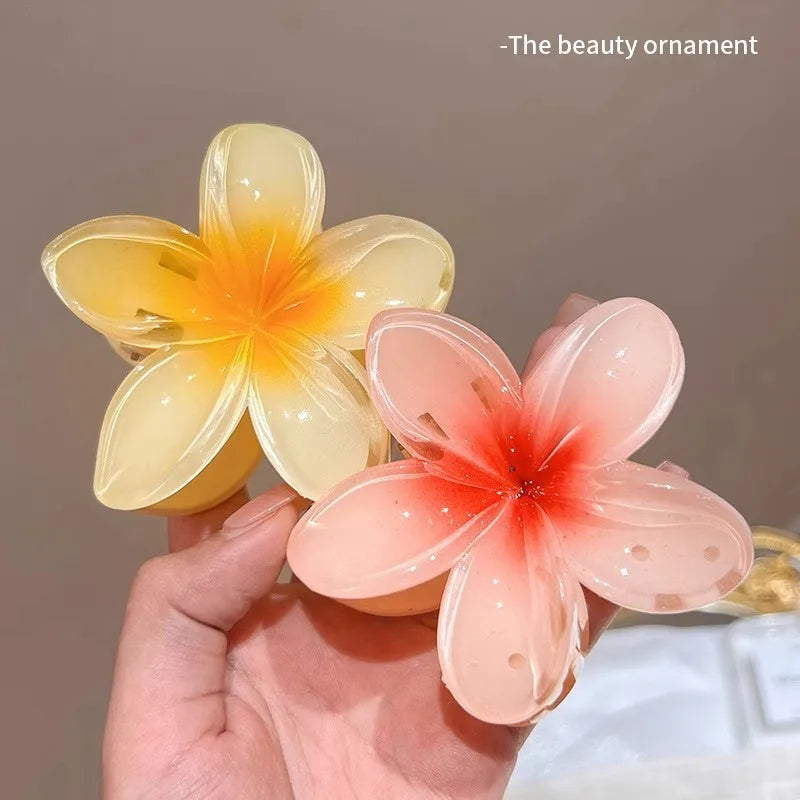 New Hawaiian Gradient Hair Clips Women Flower Hair Claws Shark Hairpins Vacation Beach Style Hairpins Hair Accessories