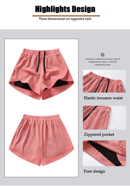 Yoga Short Pants Women Double Design Short Lightweight Comfortable Quick Dry Breathable Fitness Sport Anti-exposure Shorts Pants.