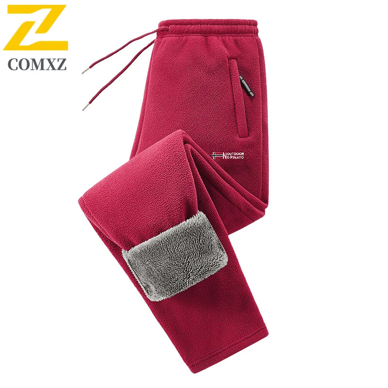 Winter Fleece Ski Pants Men's High Quality Extreme Cold Wool Thick Warm Trousers Women New 2025 Outdoor Camping Work Sweatpants.