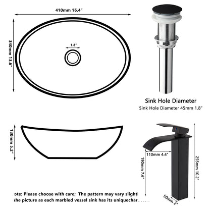 KEMAIDI Waschbecken-Set für Badezimmer, blaues Waschbecken, Deckmontage, Waschtisch-Waschbecken mit einem Griff, Aufsatzwaschbecken-Wasserhahn-Kombination
