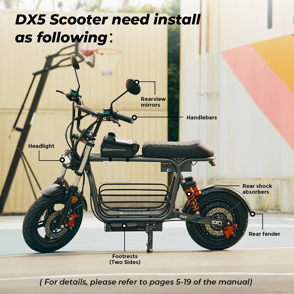 iScooter DX5 Electric Scooter With Seat and Basket 1500W 15.6Ah Scooter for Adults 72KM Range 15''Scooter with NFCs 55KM/h Speed