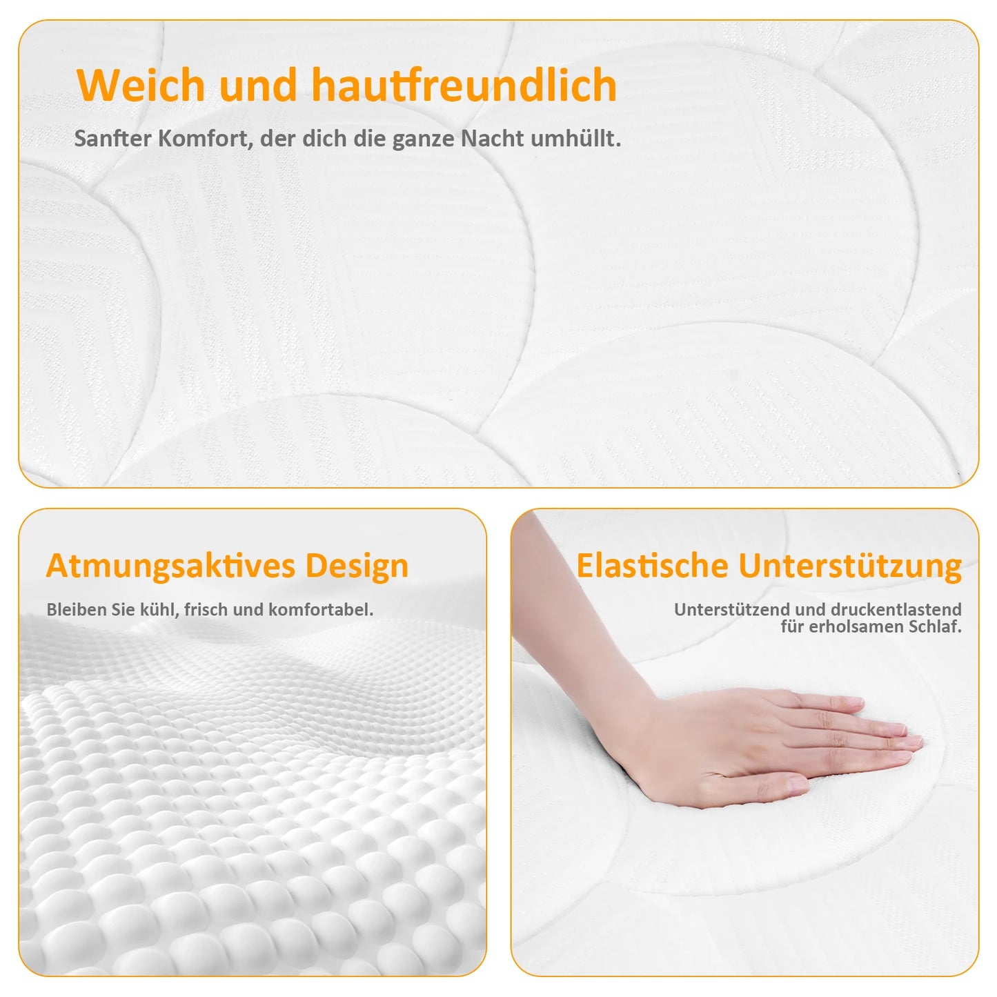 Taschenfederkernmatratze 180×200×22 cm – 7-Zonen Matratze mit Komfortschaum und stabiler Unterstützung H4