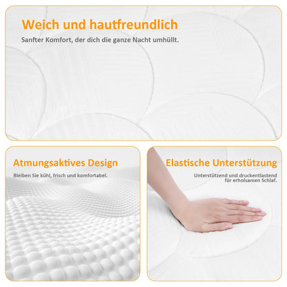 Taschenfederkernmatratze 180×200×22 cm – 7-Zonen Matratze mit Komfortschaum und stabiler Unterstützung H4