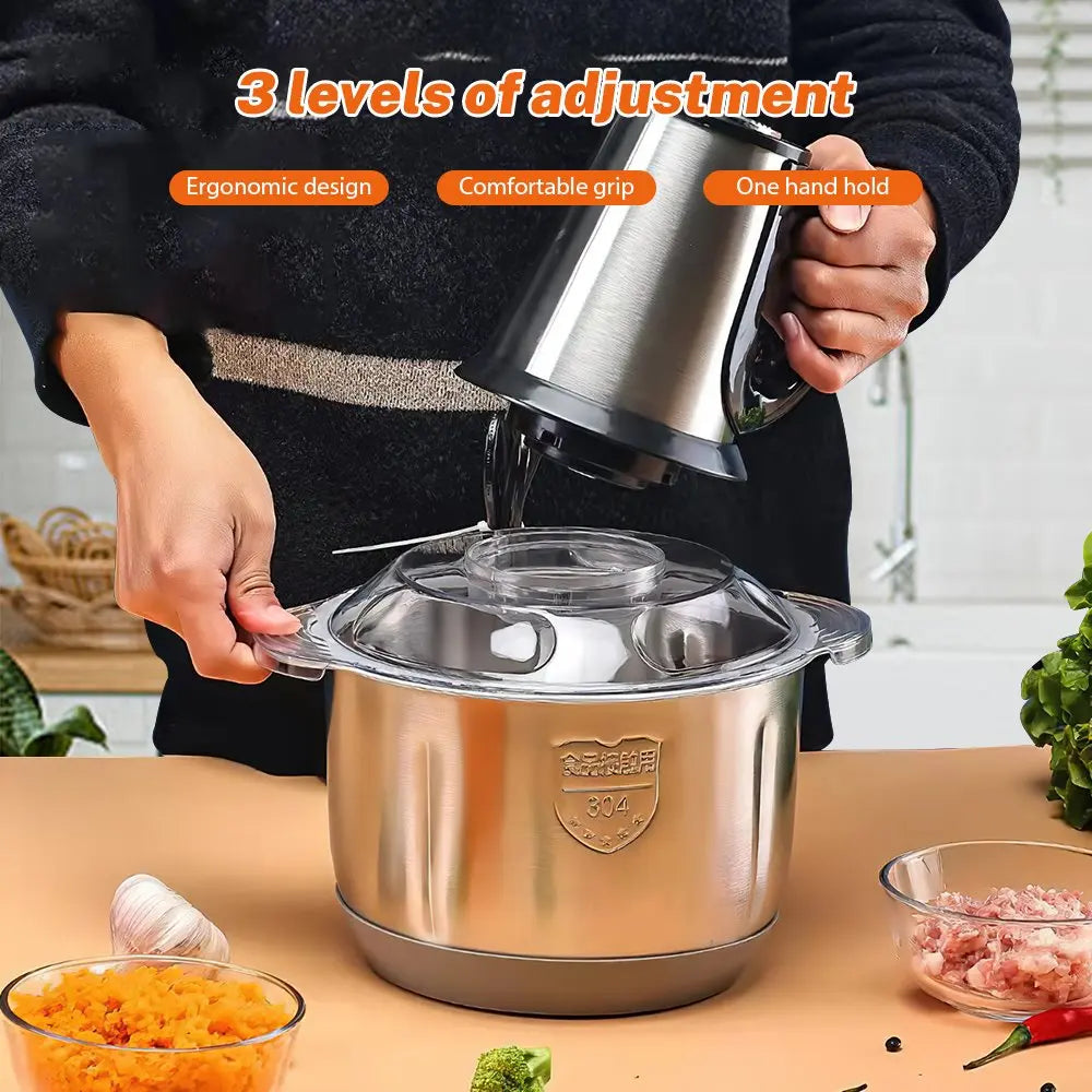 Electric Meat Grinders 5L Food Crusher Stainless Steel Multifunctional Vegetable Slicer Processor Chopper Kitchen Blenders.