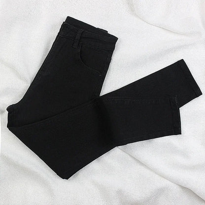 Black Grey Jeans Women's Spring Autumn Winter High-Waisted Petite Stretchy Tight Small Footed Pants Slimming Pencil Leggings