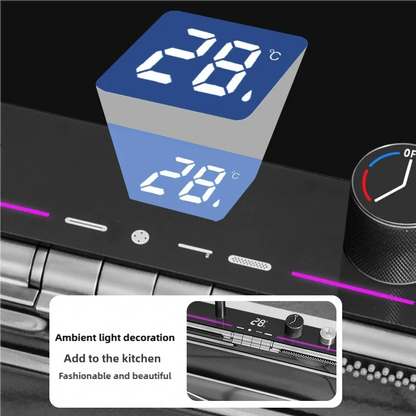 Stainless Steel Kitchen Sink Waterfall Faucet Large Single Sink Intelligent Dishwasher Sink Digital Display and Light Effects