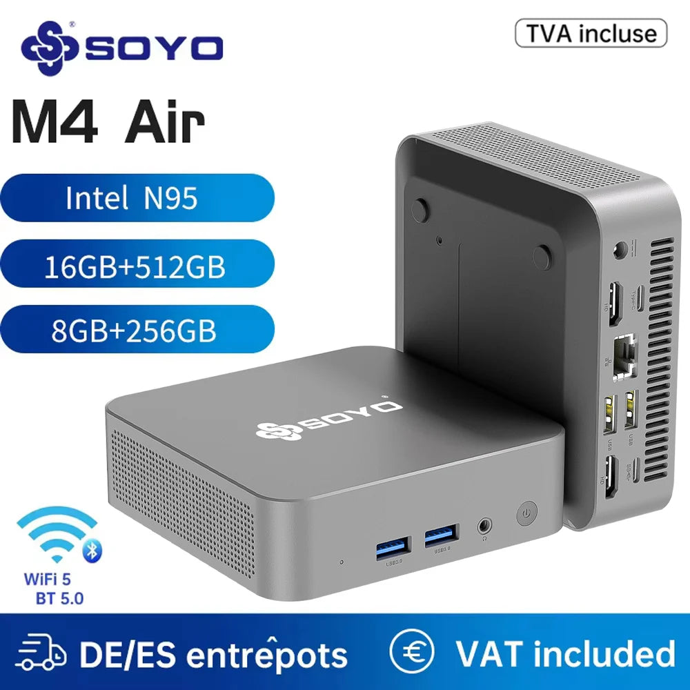 Mini PC SOYO M4 Air Intel Alder Lake N95 MiniPC Computer PC Win11 Pro Mini PC DDR4 16GB RAM 512GB ROM WiFi5 BT5.0 Desktop.