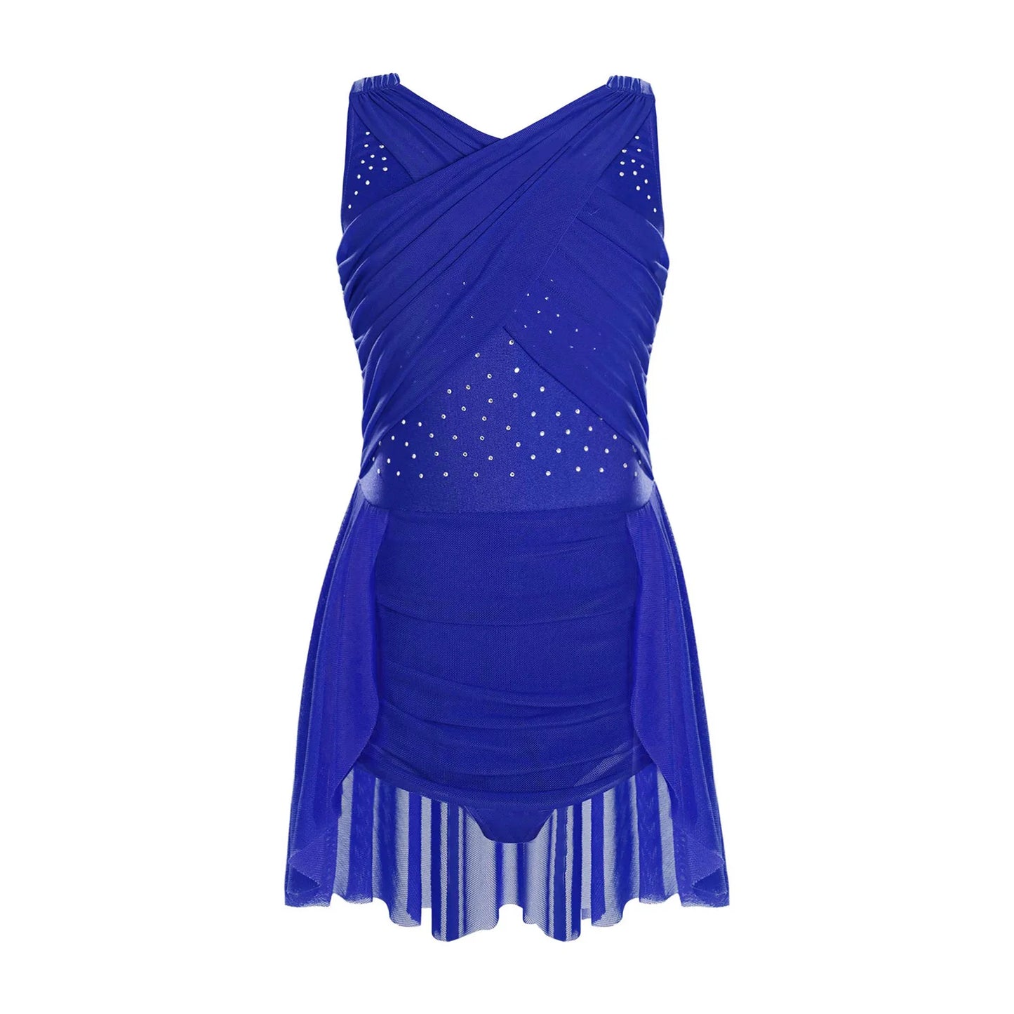 Kinder Mädchen Ärmellose Ausschnitt Strass Eiskunstlauf Trikot Kleid Lyrical Dance Gymnastik Akrobatik Leistung Kostüm.