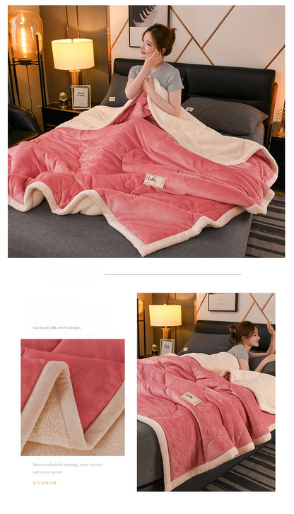 Milk Fleece Autumn Winter Warm Weighted Blankets for Beds European Thickened Beibei Velvet Throw Blanket Warmth Quilt Comforter