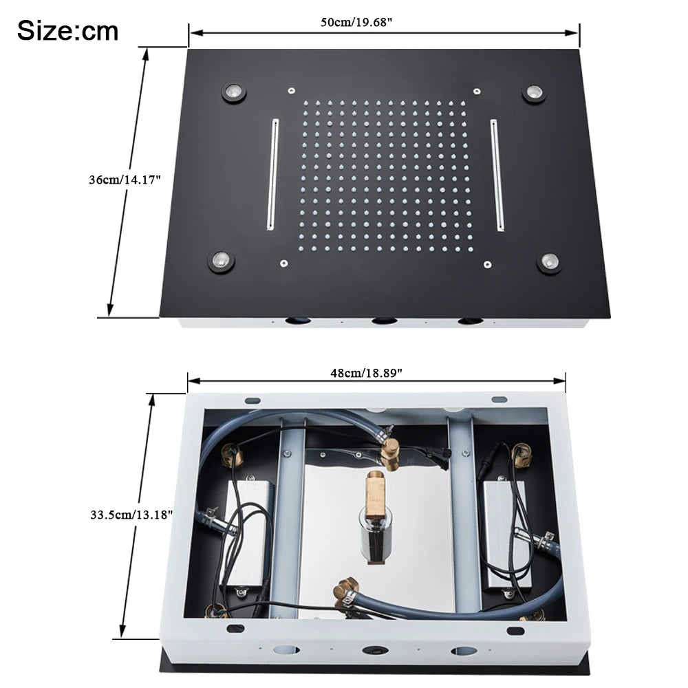 Thermostatic Mixers Bathroom Shower Faucet Set Led Rain Waterfall Bathtub Shower System Remote Control Colors Ceiling Mounted