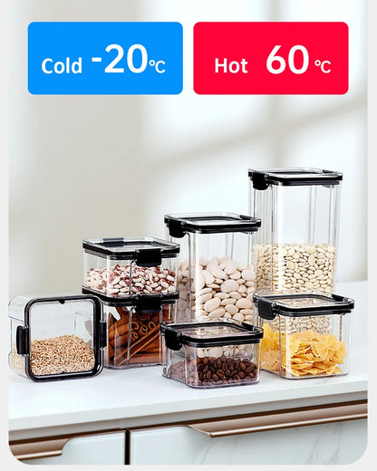 Transparent Food Storage Containers Kitchen Storage Airtight Cans Plastic Storage Boxes Stackable Food Storage Boxes.