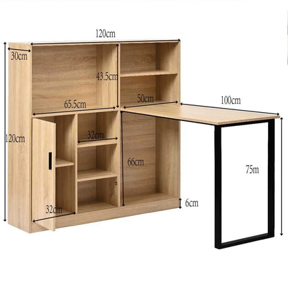 Computertisch Bücherregal-Tisch Schranktisch Arbeitstisch Schrank Schreibtisch Naturfarbe 120 cm (ohne Hocker)