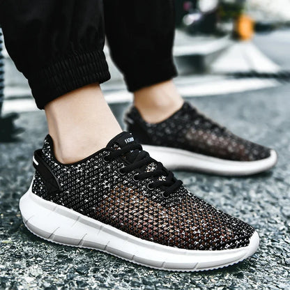 Summer Mesh Men Casual Shoes Comfortable Mens Walking Sneakers Breathable Hollow Man Running Shoes Lightweight Sport Shoes.