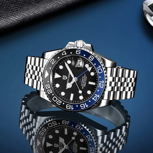 PAGANI DESIGN 40MM Ceramic GMT Automatic Watch Men's Mechanical Watch Sapphire Glass 100m Waterproof Men's Mechanical Watch.