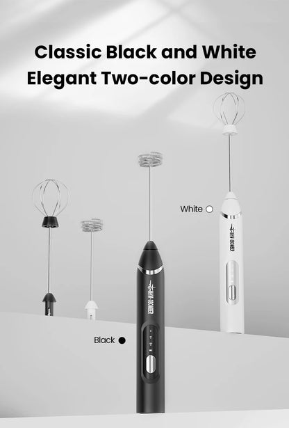 MHW-3BOMEBR Rechargeable Milk Frother Handheld Electric Foam Maker Stainless Steel Whisk Drink Mixer Foamer for Latte/Cappuccino.