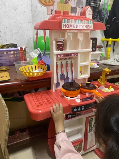 Children's Home Cooking Simulator Kitchen Set Kitchen Girls Cooking Spray Dining Table Toys Christmas Gifts.