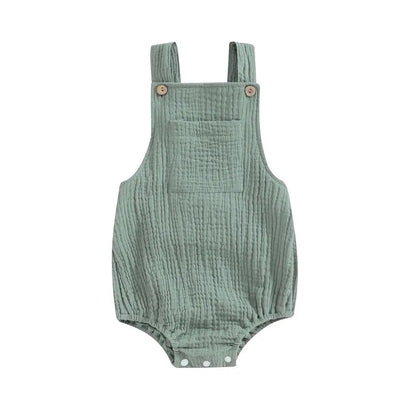 Neugeborenes Baby Mädchen Junge Baumwolle Leinen Hosenträger Bodysuit Sommerkleid ung einfarbig ärmellosen quadratischen Hals Overall für Kinder.