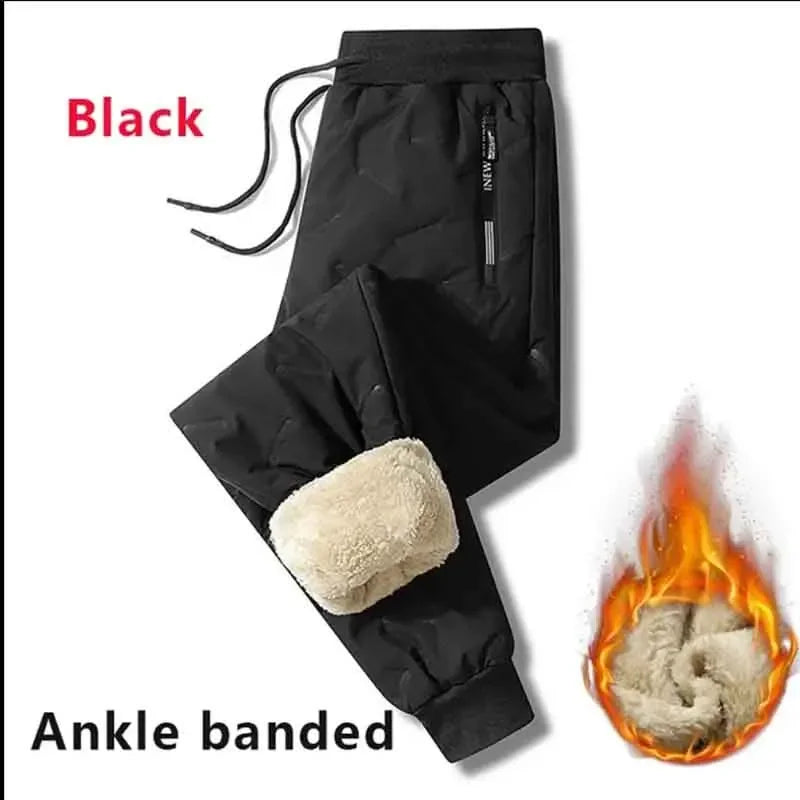 Men's Winter Sweatpants Plush Thick Fleece Lambswool Thermal Casual Waterproof Windproof Warm Cotton Trousers