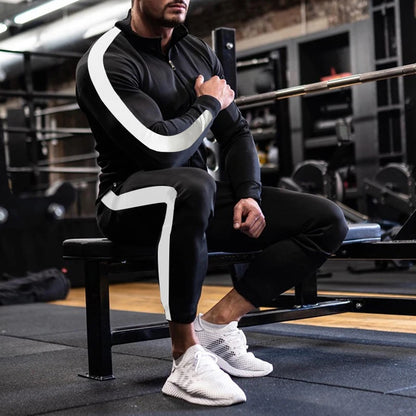 Frühling und Herbst neue Freizeit Herren Sport Set farbige Herren Stehkragen Casual Set trend ige Sport 2-teiliges Set.