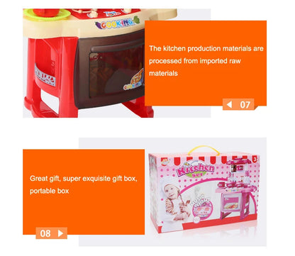 Dining Table for Pretend Food Kitchen Toys for Kids Ages 3-8,Play Kitchen Accessories W/Real Sounds Light, for Boys, Girls.