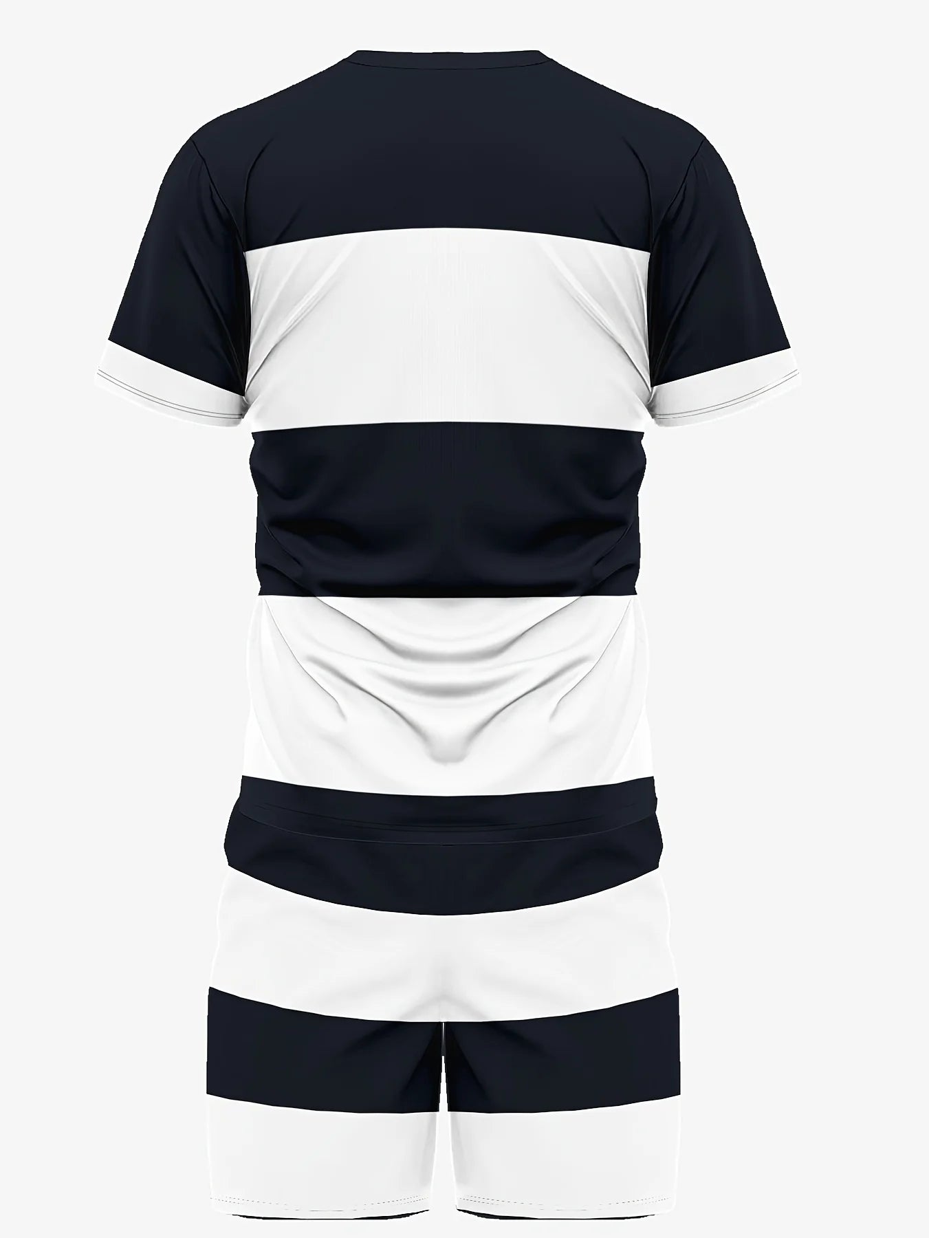 Fashionable men's summer striped print micro elastic breathable round neck T-shirt shorts set outdoor casual two-piece set.