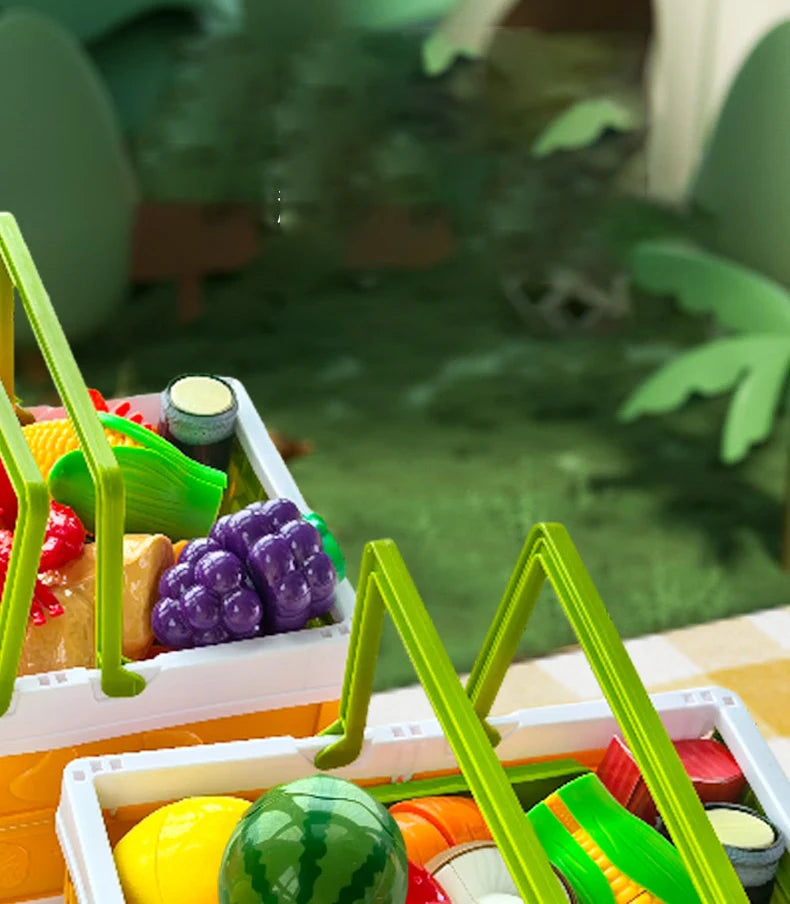 Children's Kitchen Toy Set Simulated Kitchen Cutting Cookware Simulated Fruits Cutting Toys Cooking Accessories for Kids Gift.