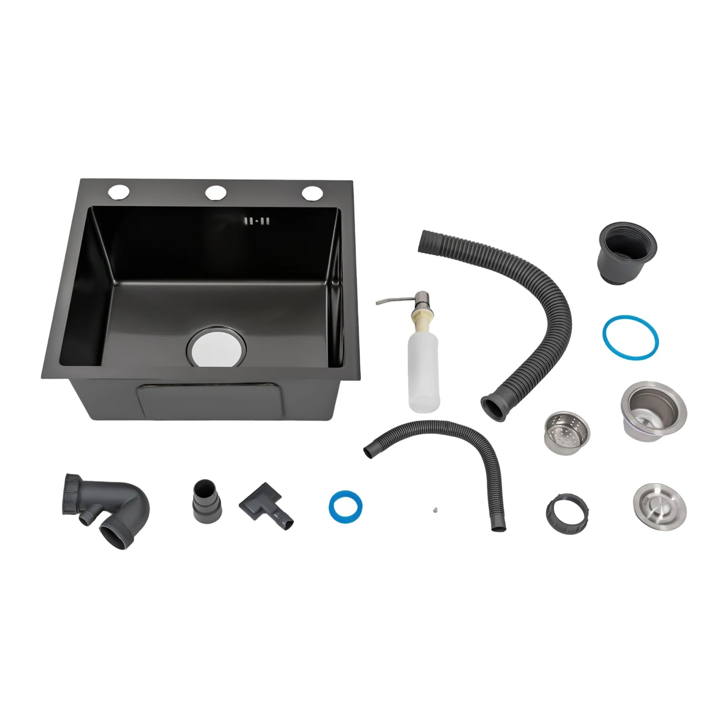 Kitchen Sink Black Stainless Steel Rectangle Sink Built-in Sink With Kitchen Soap Dispenser