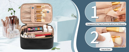 Makeup Bag Portable Cosmetic Bag Large Capacity Travel Makeup Case Organizer Black For Women Toiletry Bag for Girls Traveling.